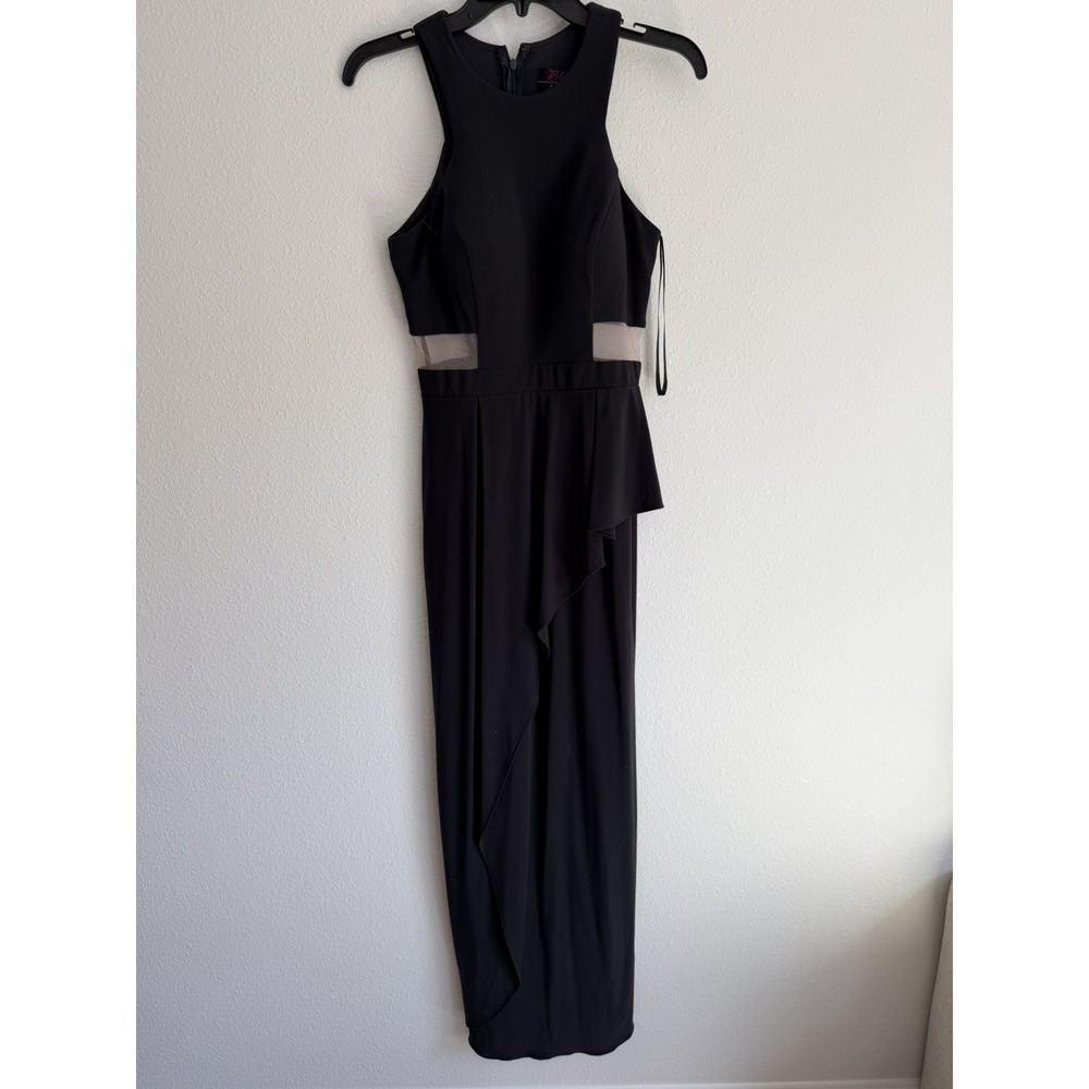Blondie Nites by Stacy Sklar Black Sheer Side Dress Floor Length Formal Size 7